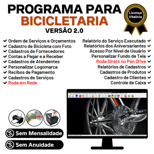 Programa para Loja de Bicicletaria com Serviços Vendas Estoque e Financeiro v2.0 682205