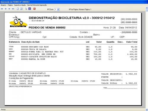 Programa para Loja de Bicicletaria com Serviços Vendas Estoque e Financeiro v2.0 682218
