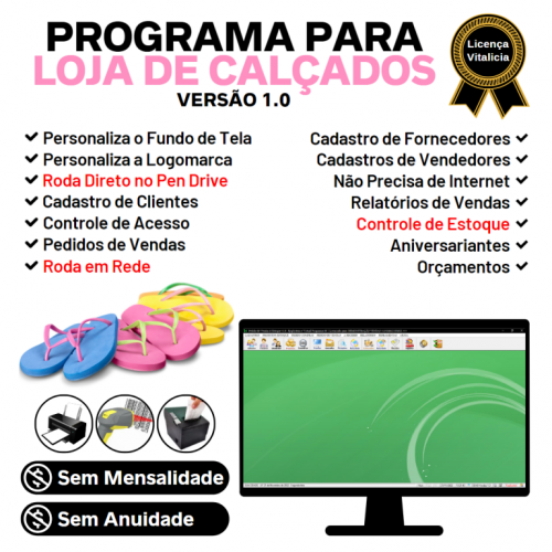 Programa para Loja de Calçados com Controle de Estoque e Pedido de Vendas v1.0 - Fpqsystem 653674