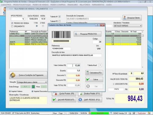 Programa para Loja de Roupas com Controle de Estoque Pedido de Vendas e Financeiro v2.0 - Fpqsystem 655532