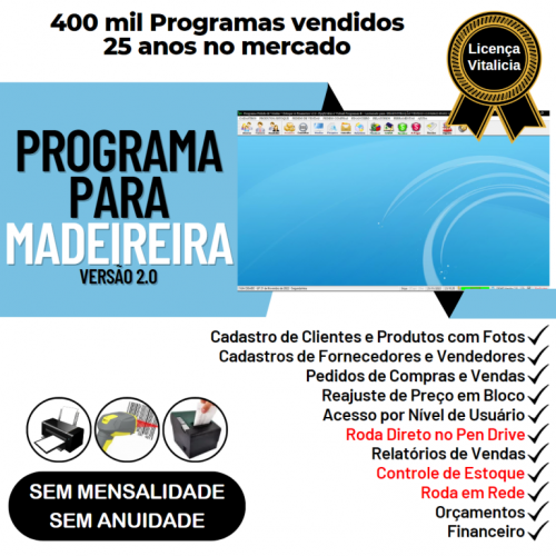 Programa para Madeireira com Controle de Estoque Pedido de Vendas e Financeiro v2.0 - Fpqsystem 655568