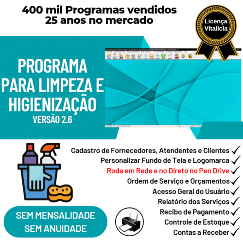 Programa para Orçamento e Ordem de Serviço Limpeza e Higienização v2.6 - Fpqsystem 653850