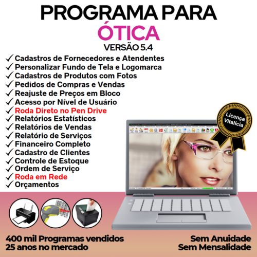 Programa para Ótica e Relojoalheria Serviços Vendas Financeiro e Estatística v5.4 Plus - Fpqsystem 657715