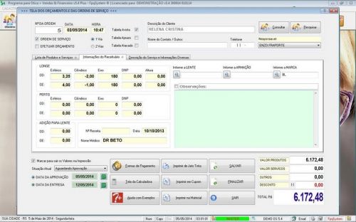 Programa para Ótica e Relojoalheria Serviços Vendas Financeiro e Estatística v5.4 Plus - Fpqsystem 657722