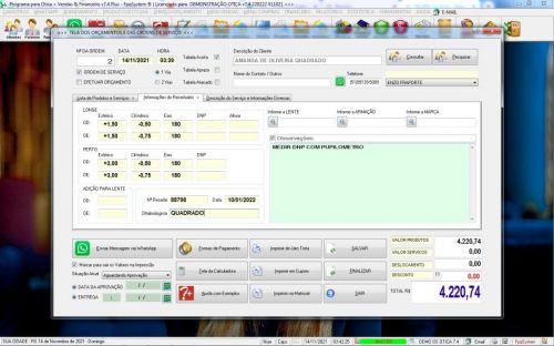 Programa para Ótica e Relojoalheria Serviços Vendas Financeiro e Estatística v7.4 Plus Whatsapp - Fpqsystem 598354