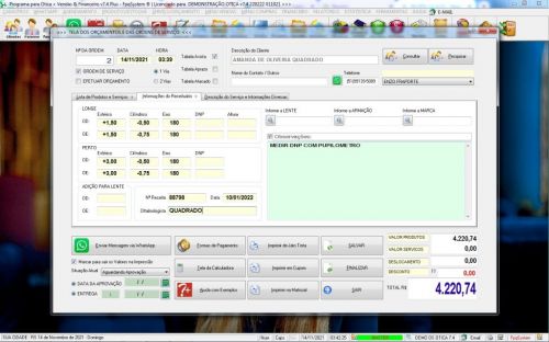 Programa para Ótica e Relojoalheria Serviços Vendas Financeiro e Estatística v7.4 Plus  Whatsapp - Fpqsystem 598354