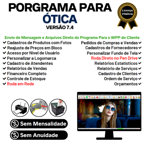 Programa para Ótica e Relojoalheria Serviços Vendas Financeiro e Estatística v7.4 Plus - Fpqsystem 657755