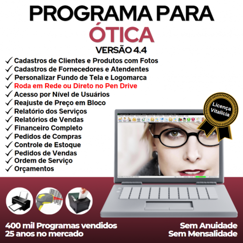 Programa para Ótica e Relojoalheria Vendas  Financeiro v4.4 - Fqpsystem 657695