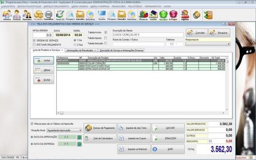 Programa para Ótica e Relojoalheria Vendas  Financeiro v4.4 - Fqpsystem 657705