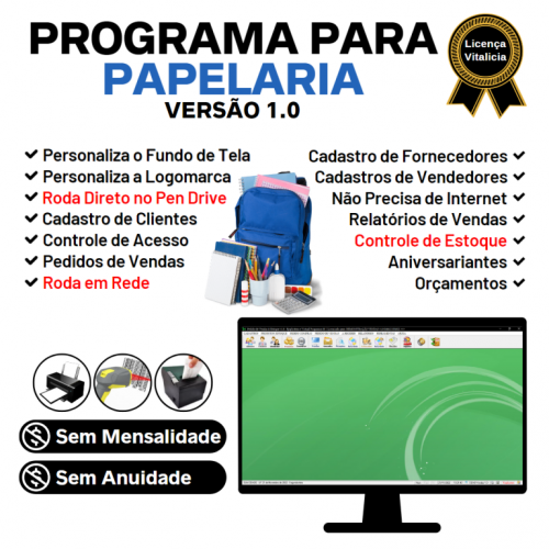 Programa para Papelaria e Presentes com Controle de Estoque e Pedido de Vendas v1.0 - Fpqsystem 653746