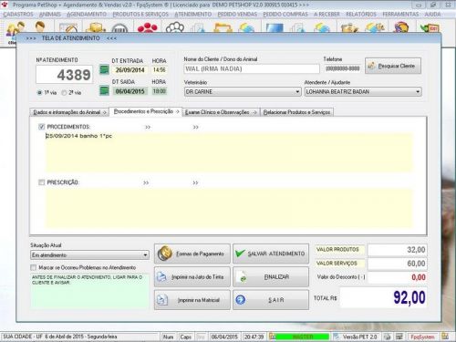 Programa para Petshop Atendimento Agendamento e Serviços v2.0 - Fpqsystem 657412