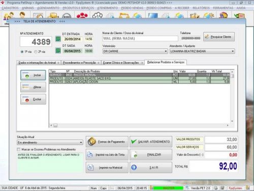 Programa para Petshop Atendimento Agendamento e Serviços v2.0 - Fpqsystem 657413