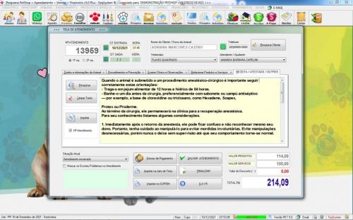 Programa para Petshop com Agendamento Vendas e Financeiro v5.0 Plus Whatzapp - Fpqsystem 600761