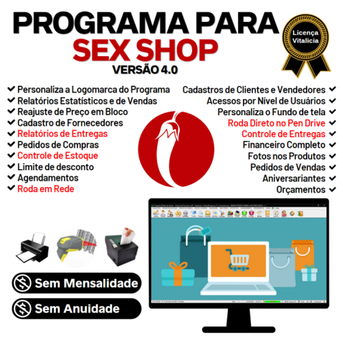 Programa para Sex Shop com Controle de Estoque Pedido de Vendas e Financeiro v4.0 Plus - Fpqsystem 656211