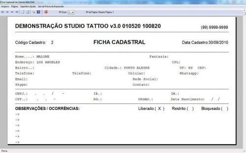 Programa para Studio Tatoo  Atendimento  Agendamento  Financeiro v3.0 598138