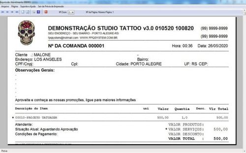 Programa para Studio Tatoo  Atendimento  Agendamento  Financeiro v3.0 598139