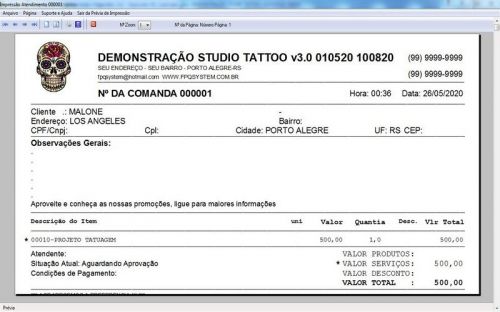 Programa para Studio Tatoo  Atendimento  Agendamento  Financeiro v3.0 598147