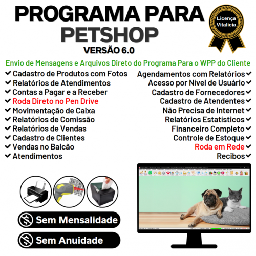 Programa Petshop Atendimento Agendamento Serviços e Financeiro v6.0 Plus - Fpqsystem 657490