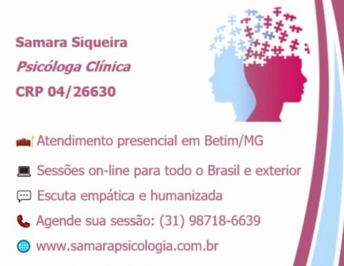 Psicóloga Samara Siqueira Betim-mg 752423