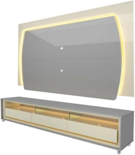 Rack com Painel Para Tv até 75 Polegadas com Led Elegance Yescasa Cinzaoff White 757481