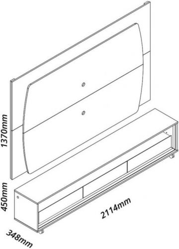 Rack com Painel Para Tv até 75 Polegadas com Led Elegance Yescasa Cinzaoff White 757482