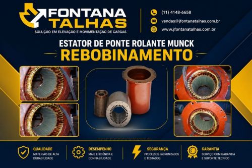 Rebobinamento de estator - Talhas Munck 781016 Rebobinamento de estator - Talhas Munck 781016