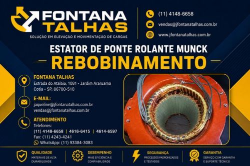 Rebobinamento de estator - Talhas Munck 781017 Rebobinamento de estator - Talhas Munck 781017