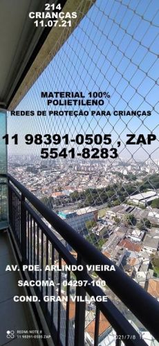 Redes de Proteção no Sacomá Rua Marques de Lajes Qualidade e Segurança maxima.  595444