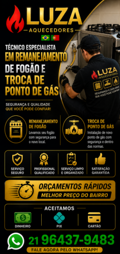Remanejamento de Ponto de Gás Copacabana Rj ☎️96437-9483 Fogão e Aquecedor  779794