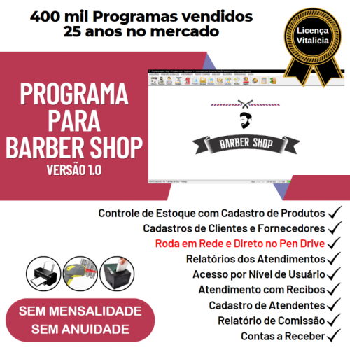 Programa para Barbearia e Atendimento Barbershop  v1.0 - Fpqsystem  718791