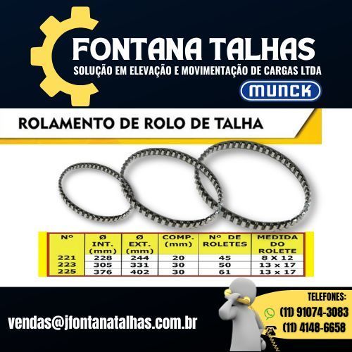 Rolamento de roletes para tambor de cabo de aço - Talhas Munck  777254