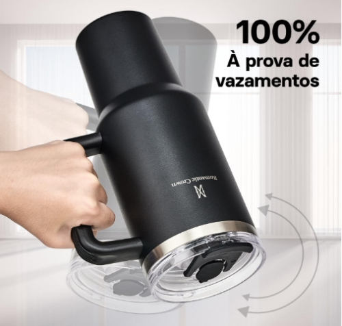 Romantic Crown Copo Térmico com Canudo Tampa e Alça 118l Cops Garrafas Termico para viagem vácuo dupla camada aço inoxidável Caneca Termica Cafe Água Chápresente Fitness Preto 762341
