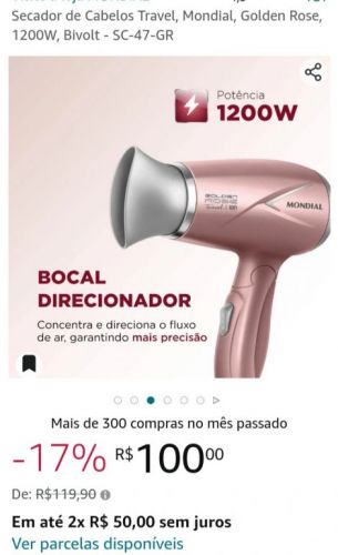 Secador de cabelo Travel Mondial 693417