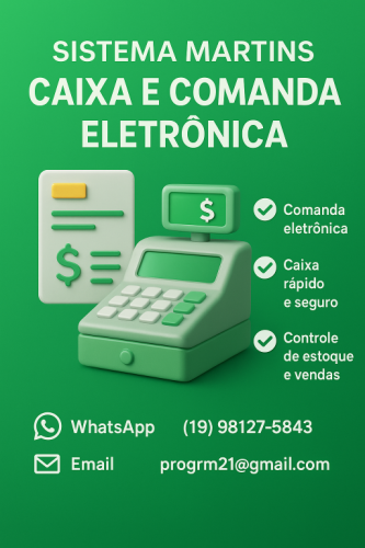 Sistema Martins Caixa e Balcão com Comanda Eletrônica – Teste Grátis 7 Dias 762743