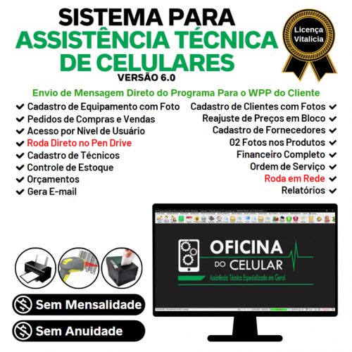 Sistema Ordem de Serviço Assistência Técnica Celular Vendas Financeiro Estatística Whatsapp v6.0 - Fpqsystem 660579