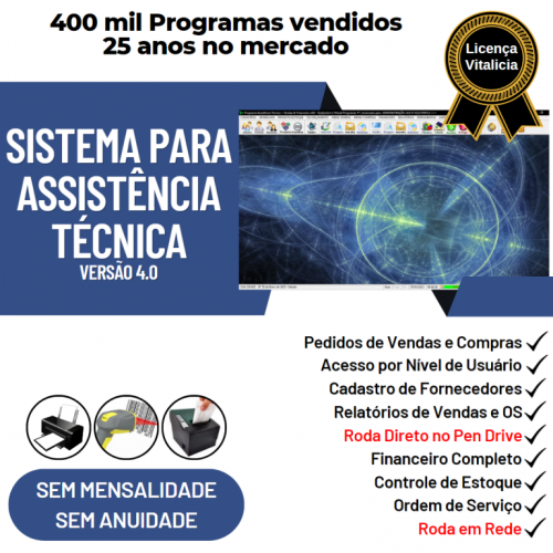 Sistema Ordem de Serviço Assistência Técnica Vendas e Financeiro v4.0 - Fpqsystem 660187
