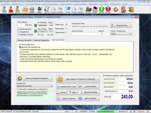 Sistema Ordem de Serviço Assistência Técnica Vendas e Financeiro v4.0 - Fpqsystem 660192