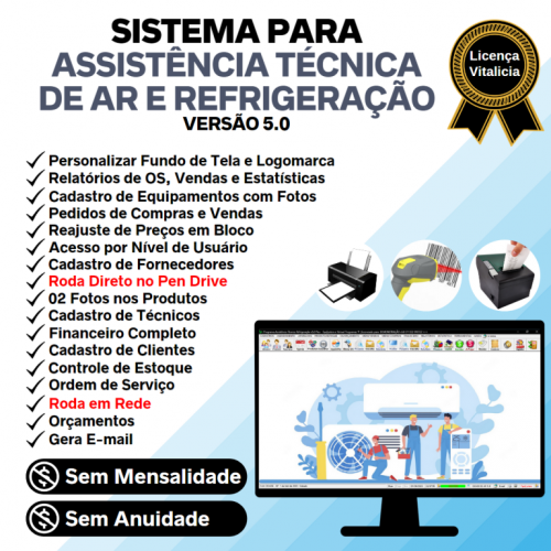 Sistema ordem de serviço de refrigeração com Vendas Financeiro e Mensagem v5.0 - Fpqsystem 660013
