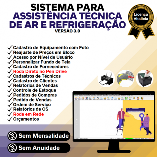 Sistema ordem de serviço de refrigeração com Vendas v3.0 - Fpqsystem 659893