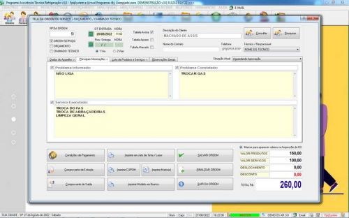 Sistema ordem de serviço de refrigeração com Vendas v3.0 - Fpqsystem 659929