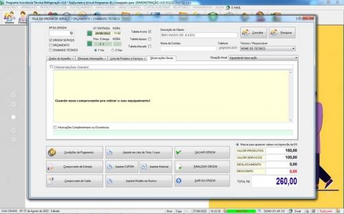 Sistema ordem de serviço de refrigeração com Vendas v3.0 - Fpqsystem 659931