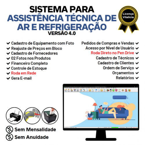 Sistema ordem de serviço de refrigeração com Vendas v4.0 - Fpqsystem 659852