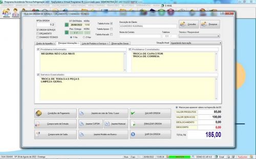 Sistema ordem de serviço de refrigeração com Vendas v4.0 - Fpqsystem 659891