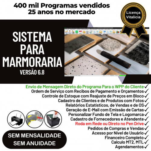 Sistema Ordem de Serviço Marmoraria  Vendas  Financeiro v6.8 Whatsapp - Fpqsystem 682886