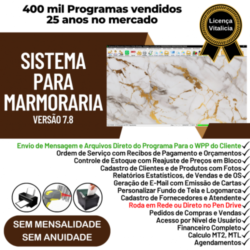 Sistema Ordem de Serviço Marmoraria  Vendas  Financeiro v7.8 Whatsapp 682955