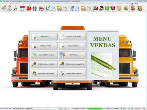 Sistema Ordem de Serviço para Oficina Mecânica para Caminhão com Check List Vendas Estoque e Financeiro v5.2 Plus - Fpqsystem 661242