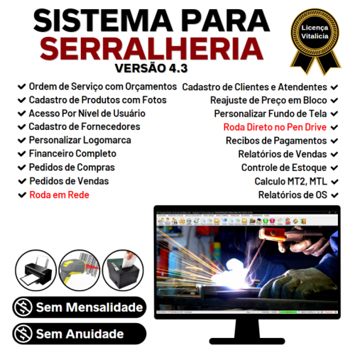 Sistema Ordem de Serviço Serralheria com Vendas e Financeiro v4.3 - Fpqsystem 682330