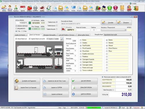 Sistema Os Oficina Mecânica Caminhão com Check List Vendas Estoque e Financeiro v6.2 Plus - Fpqsystem 661132