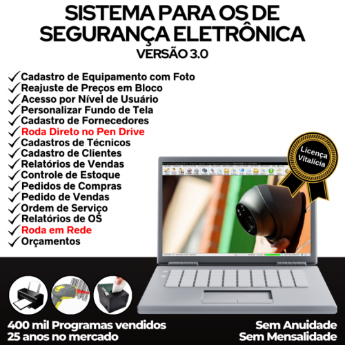 Sistema Os Segurança Eletrônica  Vendas e Estoque v3.0 - Fpqsystem 681617
