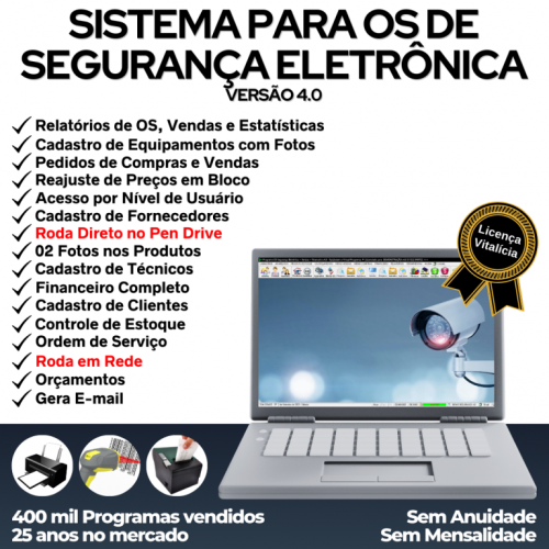 Sistema Os Segurança Eletrônica  Vendas  Estoque e Financeiro v4.0 681677